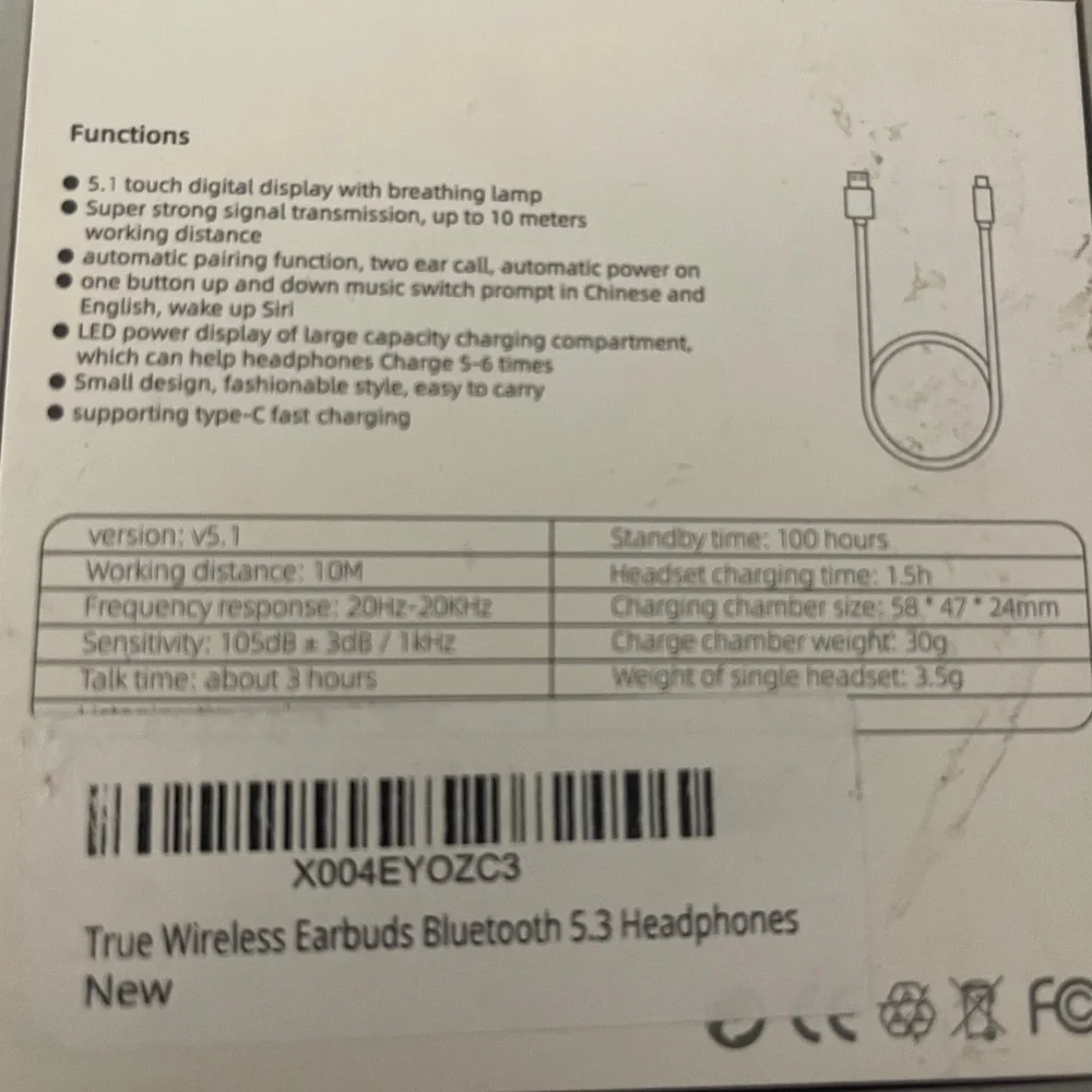 True Wireless Bluetooth TWS Earbuds LED Touch